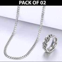 Silver Necklace Set 2 Pcs for Women Daily Wear