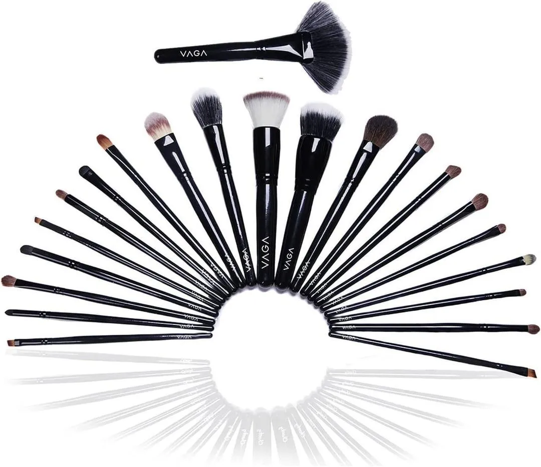22-Piece Makeup Brush Set Black ABS Blending Brushes - Image 2