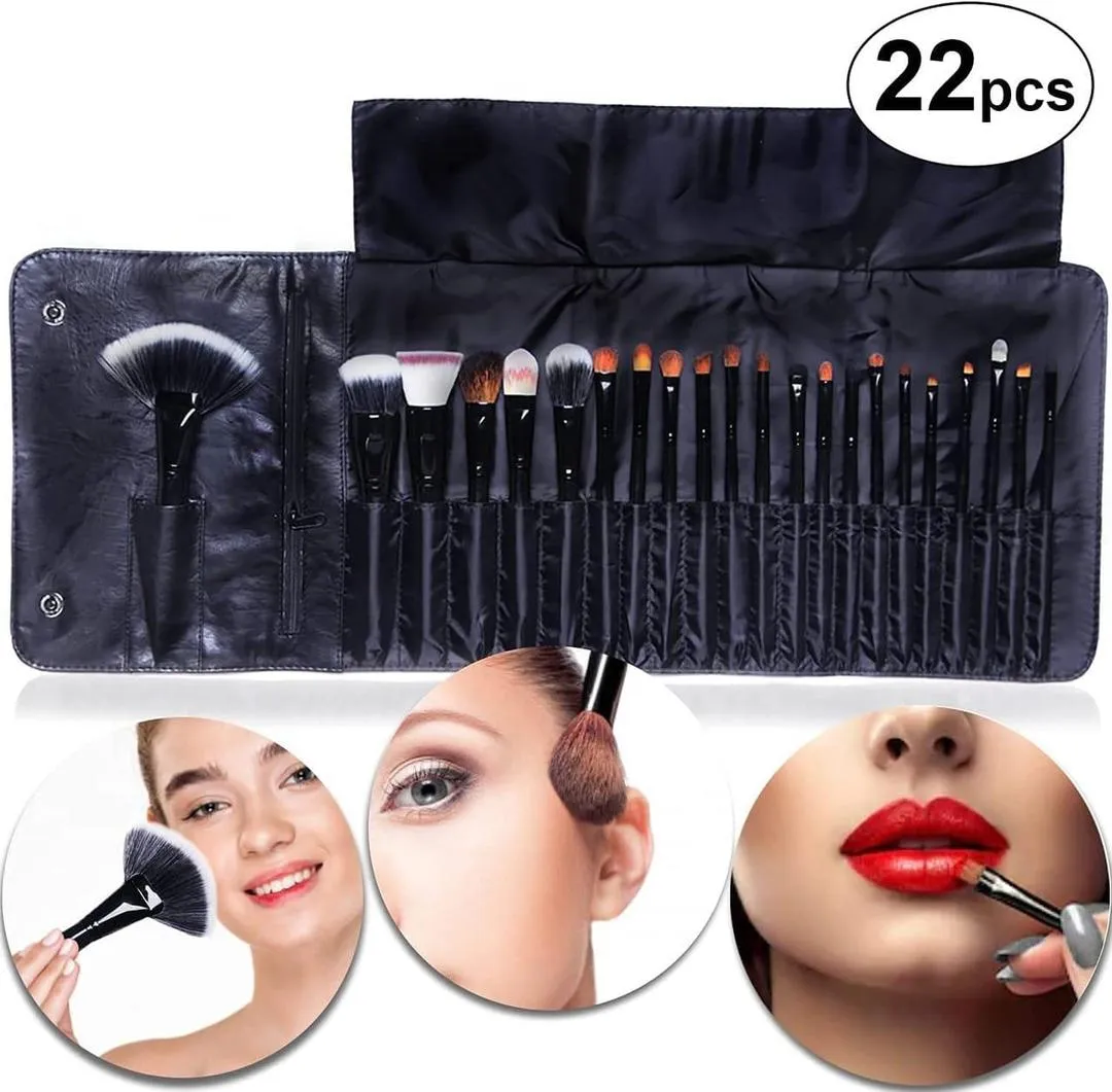 22-Piece Makeup Brush Set Black ABS Blending Brushes - Image 3