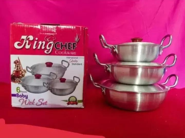 3-Piece Aluminium Wok | Silver Non-Reactive Stir-Fry Set - Image 2