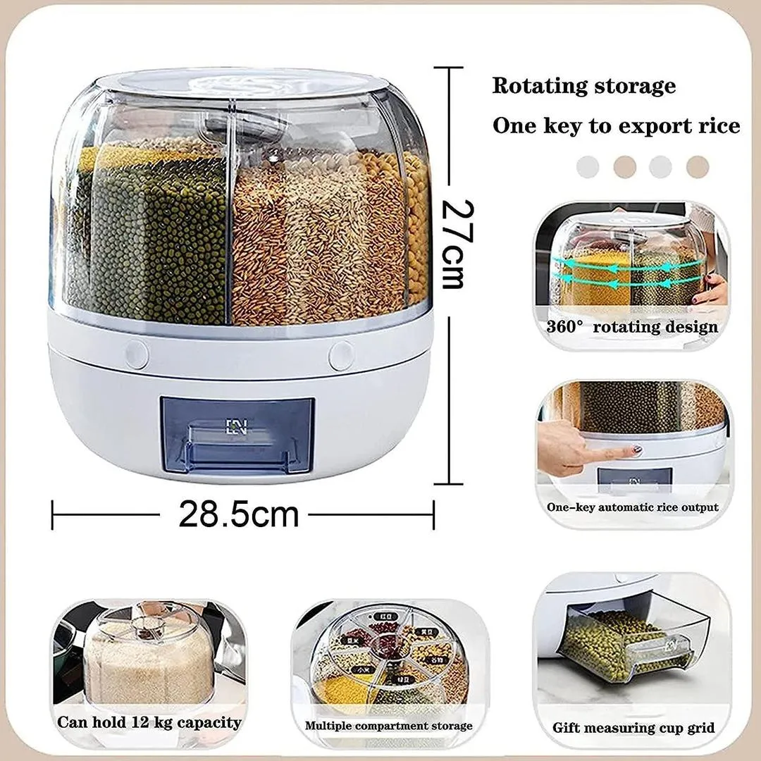 360° Rotating Rice Dispenser | Large Grain Storage for Kitchen - Image 9