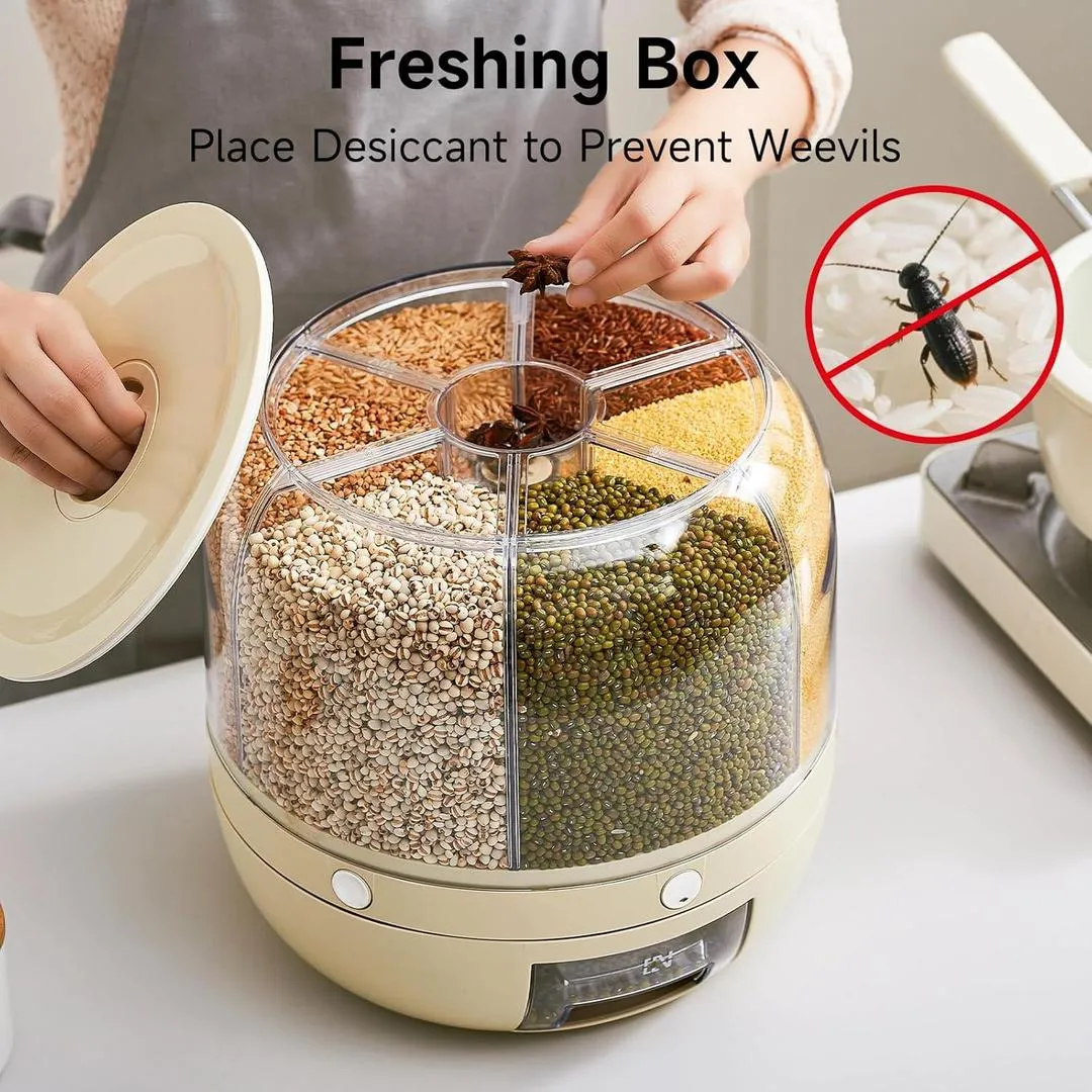 360° Rotating Rice Dispenser | Large Grain Storage for Kitchen - Image 8