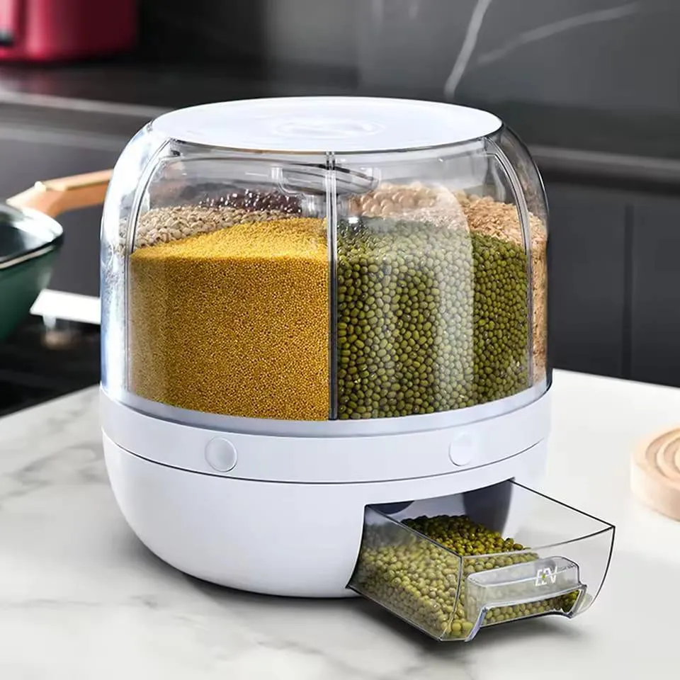 360° Rotating Rice Dispenser | Large Grain Storage for Kitchen - Image 4