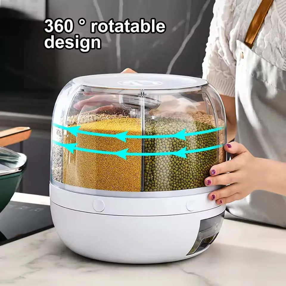 360° Rotating Rice Dispenser | Large Grain Storage for Kitchen - Image 3