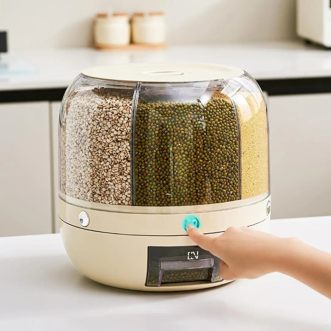 360° Rotating Rice Dispenser | Large Grain Storage for Kitchen - Image 2