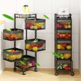 5 Layer Rotatable Fruit Basket | Iron Mesh Kitchen Organizer