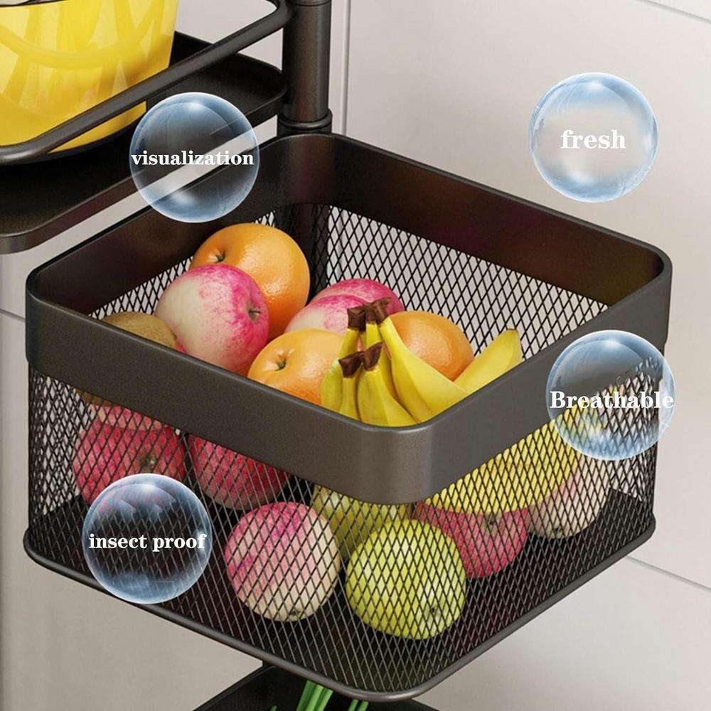 5 Layer Rotatable Fruit Basket | Iron Mesh Kitchen Organizer - Image 2