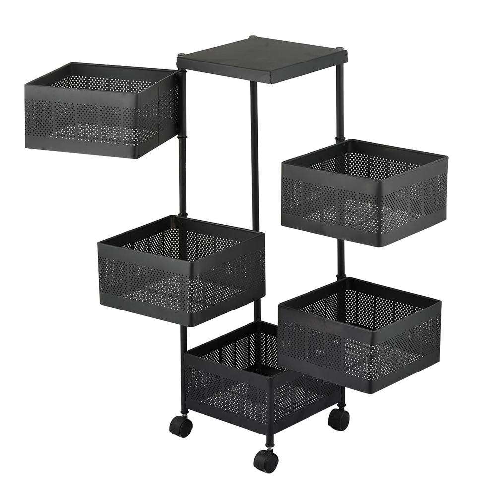 5 Layer Rotatable Fruit Basket | Iron Mesh Kitchen Organizer - Image 4