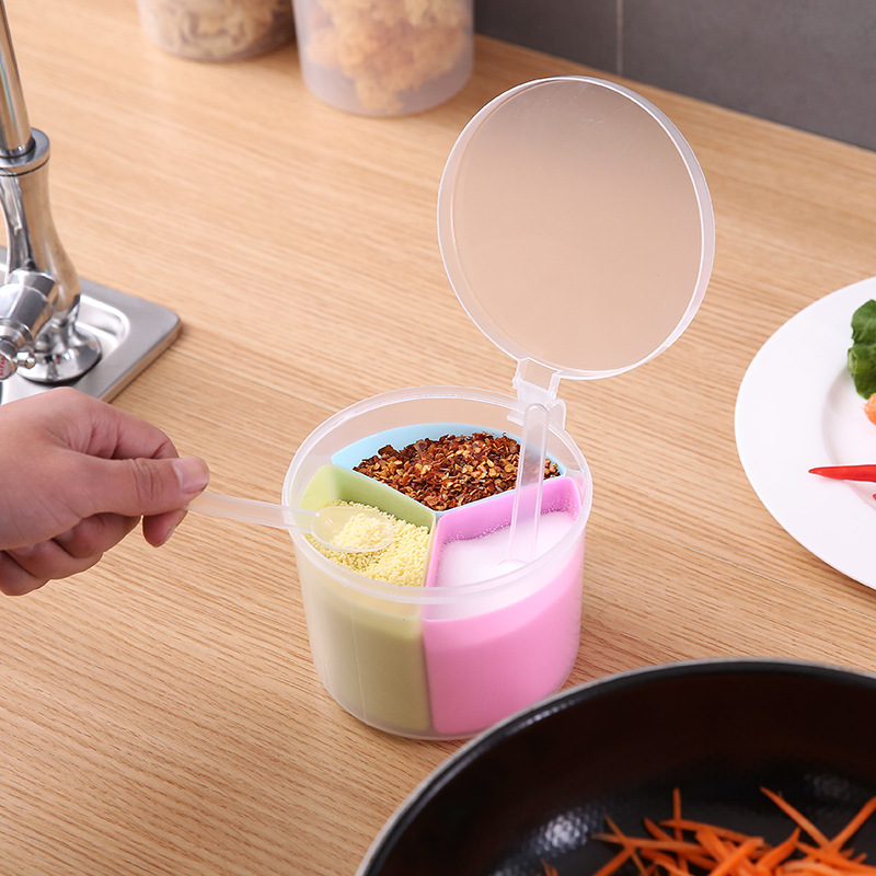 Three Compartment Seasoning Box with Spoon for Pakistani Kitchens - Image 2