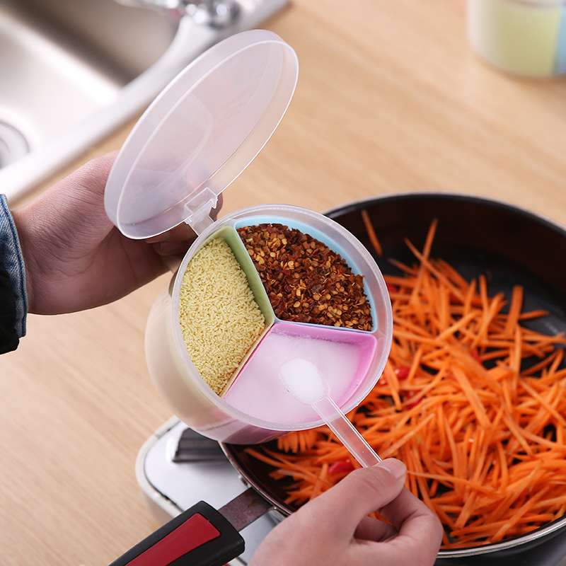 Three Compartment Seasoning Box with Spoon for Pakistani Kitchens - Image 3