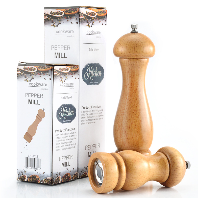 Wooden Pepper Mill Manual Grinder Black Pepper Sea Salt