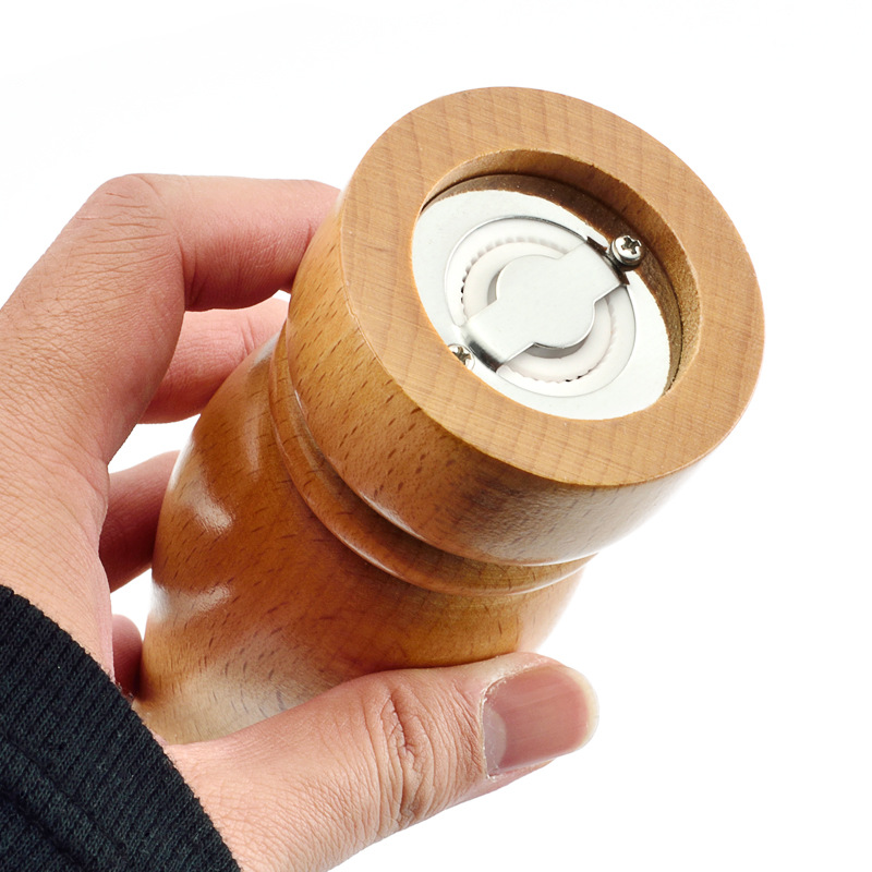 Wooden Pepper Mill Manual Grinder Black Pepper Sea Salt - Image 4