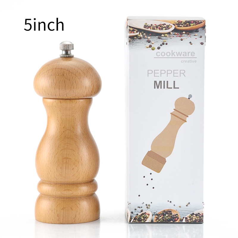 Wooden Pepper Mill Manual Grinder Black Pepper Sea Salt - Image 8