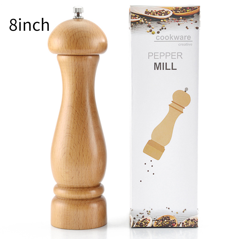 Wooden Pepper Mill Manual Grinder Black Pepper Sea Salt - Image 10