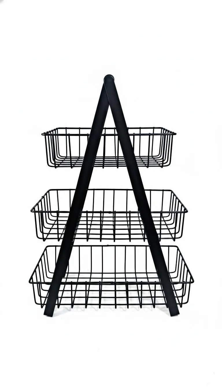 Black 3-Tier Fruit Basket | Triple Level Kitchen Storage Organizer - Image 5