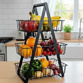 Black 3-Tier Fruit Basket | Triple Level Kitchen Storage Organizer
