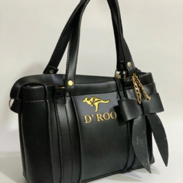 Black Rexine Handbag Daily – Gold Logo Women’s Bag