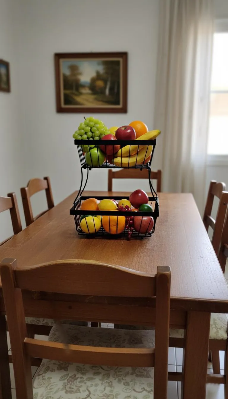 2-Tier Black Stainless Steel | Modern Fruit Basket for Countertop - Image 3