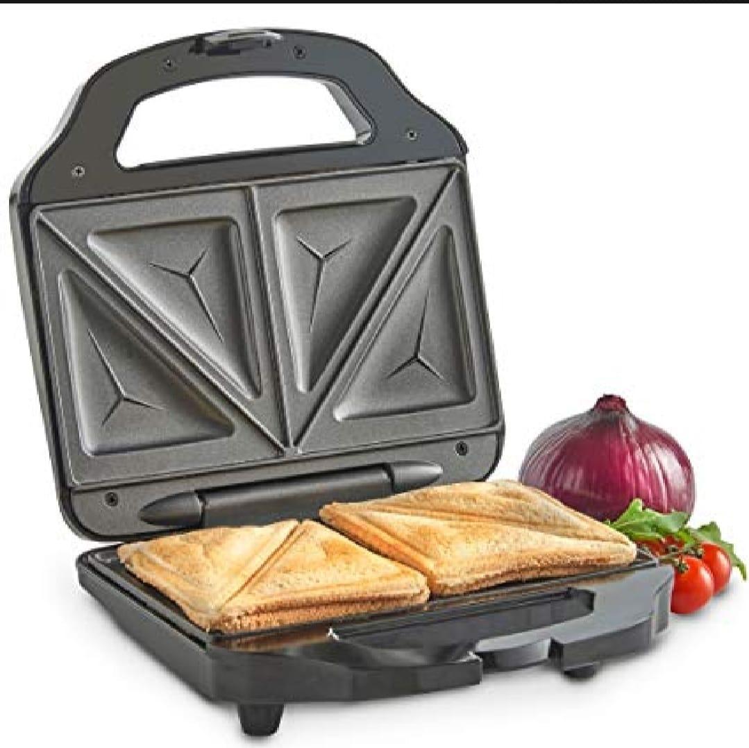 Black Sandwich Maker 750W | Stainless Steel Grill & Toaster - Image 2