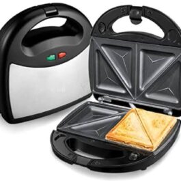 Black Sandwich Maker 750W | Stainless Steel Grill & Toaster