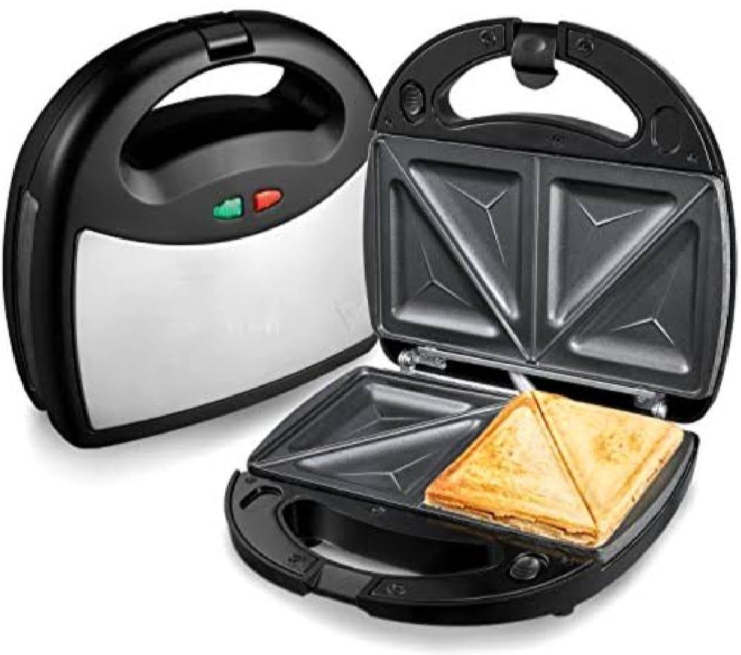 Black Sandwich Maker 750W | Stainless Steel Grill & Toaster