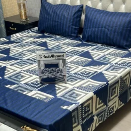 Blue Printed Salonica Bedding – Double Bed Cotton Set