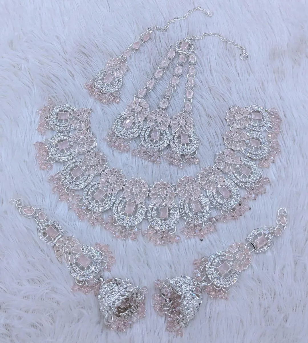 Bridal Artificial Stone Set in Pakistan | Maroon Wedding Jewelry - Image 2