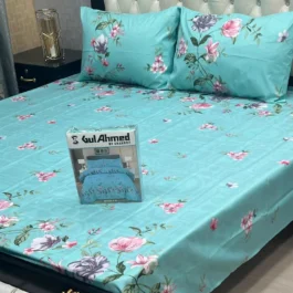 Blue Floral Cotton-Bedsheet – 3 Pcs Salonica Double Set
