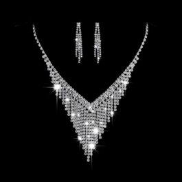 Diamond V-Neck Necklace Set for Bridal Wear | Elegant Jewelry