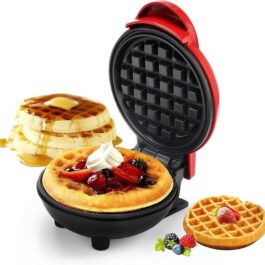 Electric Waffle Maker Red | Compact 350W Mini Waffle Iron