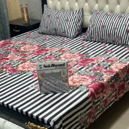 Floral Striped Salonica Bedding – 3 Pcs Double Bed Set