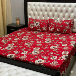 Red Floral Cotton Bedsheet – Crystal Cotton Double Bed Set