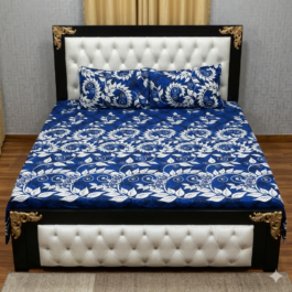 Blue Crystal Cotton Sheet – Double Bed 3 Pcs Set