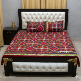 Multicolor Crystal Cotton Bedsheet – Double Bed 3 Pcs Set