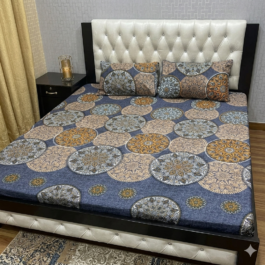 Grey Crystal Cotton Bedsheet – Double Bed 3 Pcs Set