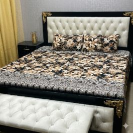 Black Crystal Cotton Bedsheet – Double Bed 3 Pcs Set