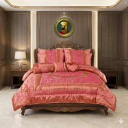 Pink Silk Bridal Set – 14 Pcs Luxury Jacquard Bedding
