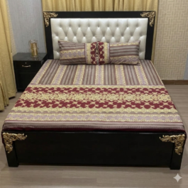 Red Crystal Cotton Bedsheet – Double Bed 3 Pcs Set