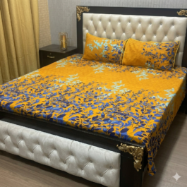 Yellow Crystal Cotton Bedsheet – Double Bed 3 Pcs Set