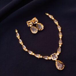 Gold Plated Semi Precious Necklace Set  | Bridal Jewelry Pakistan