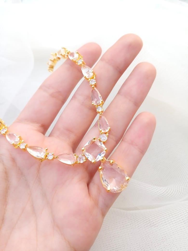 Gold Plated Semi Precious Necklace Set | Bridal Jewelry Pakistan - Image 2