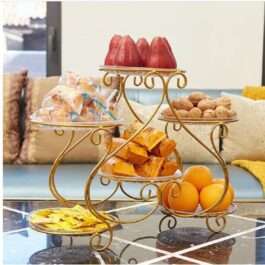 Golden 3-Tier Fruit Stand | Luxury Home Decor Serving Tray