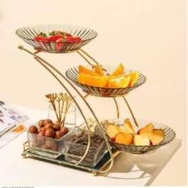 Golden 3-Tier Fruit Stand | Luxury Serving Tray for Home Decor