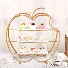 Golden Apple 3-Tier Tray | Luxury Serving Set for Home Decor