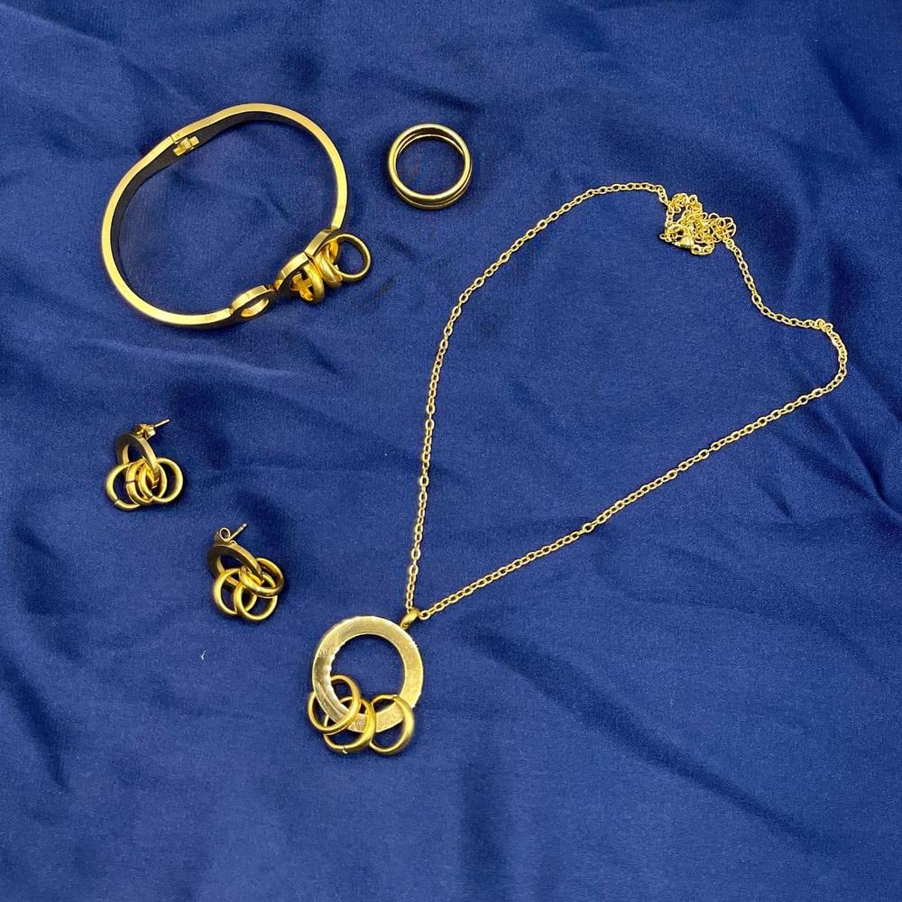 Golden Plated Necklace Set for Women – 5 Pcs Jewelry Set - Image 3