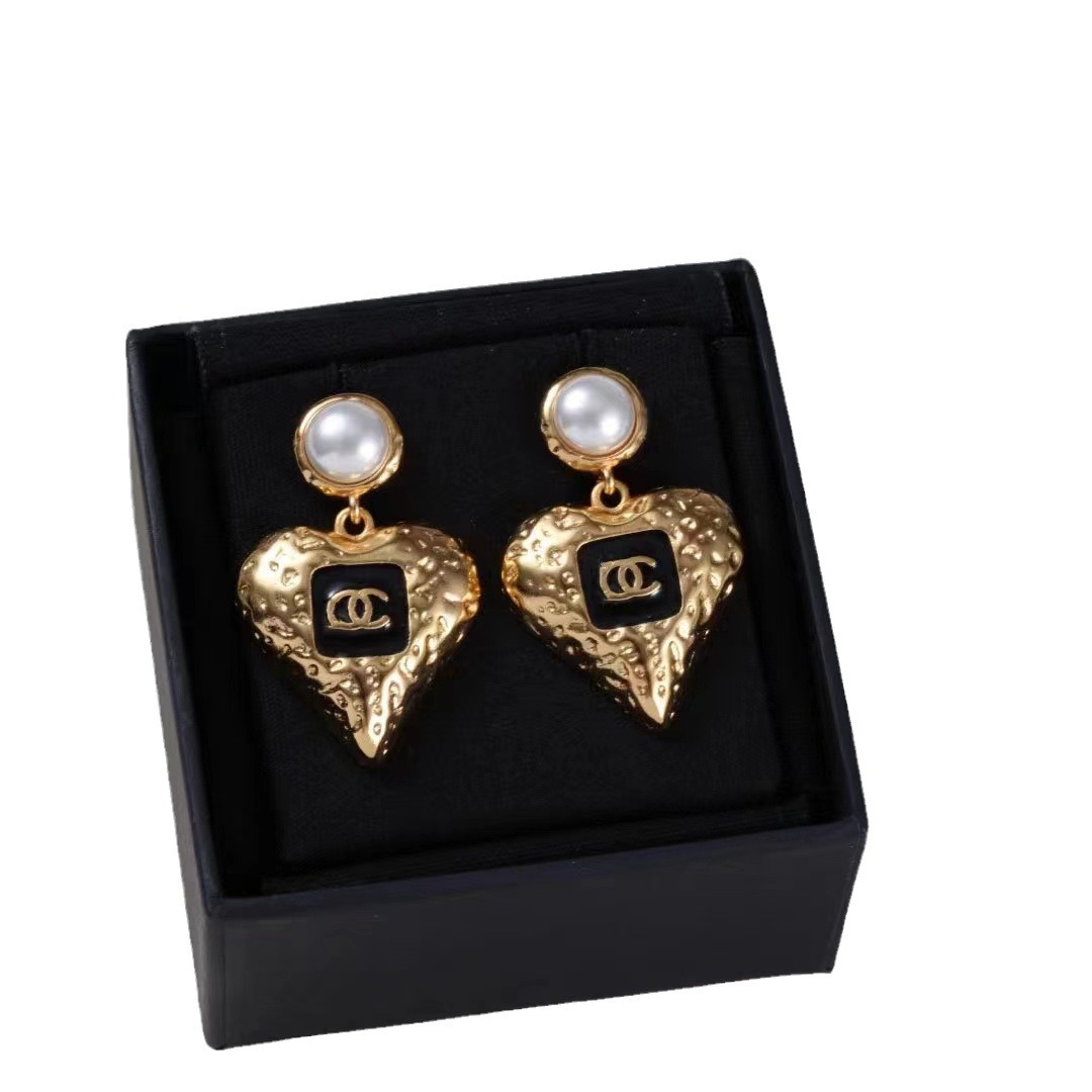 Heart Shaped Gold Necklace Set with Earrings | Pink Enamel - Image 7