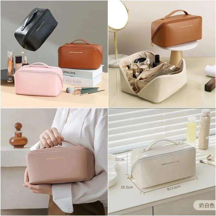 Leather Makeup Pouch Set of 2 with Organized Storage - Image 4
