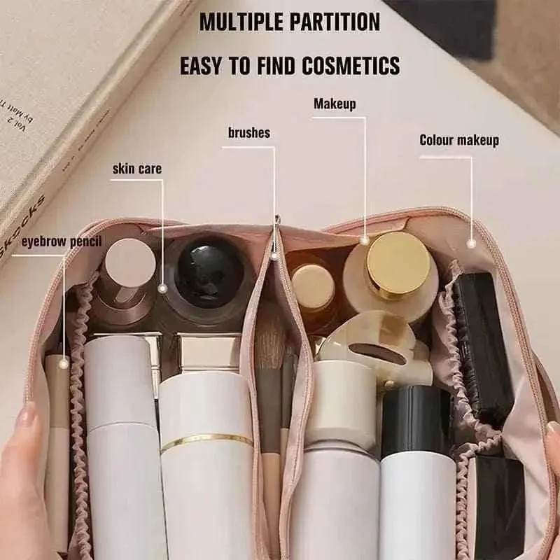 Leather Makeup Pouch Set of 2 with Organized Storage - Image 5