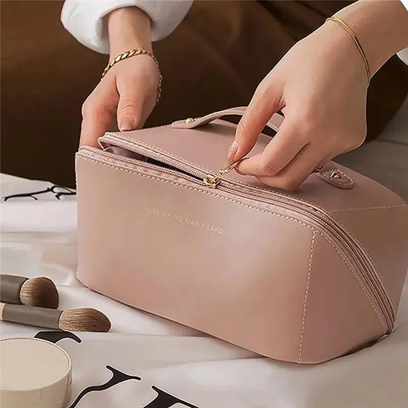 Leather Makeup Pouch Set of 2 with Organized Storage - Image 7