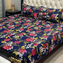 Blue Crystal Cotton Set – 3 Pcs Double Bed Linens